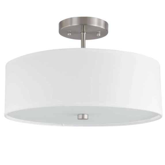 571-143SF-SC-WH Dainolite Everly - 3 Light Semi-Flush Mount-Satin Chrome Finish-White Shade Color