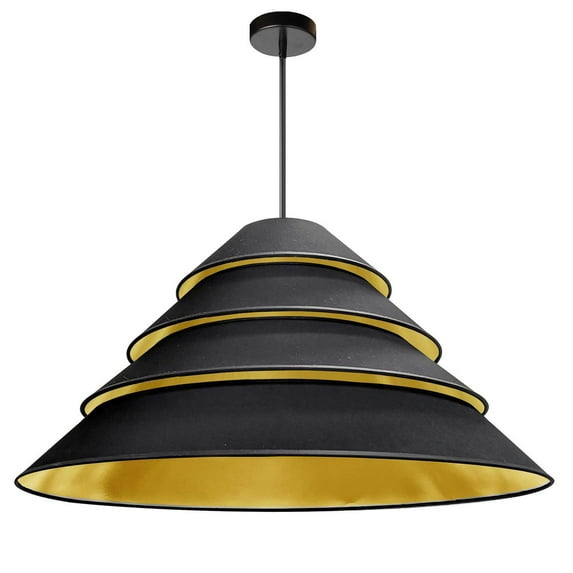 Dainolite 4 Light Aranza Pendant, Black/Gold Shade, Black