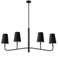 thumbnail image 1 of Dainolite 4 Light Incandescent Horizontal Chandelier Matte Black with Black Shades, 1 of 2