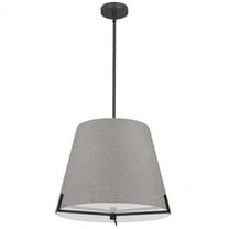 Dainolite PST-184P-MB-GRY 4 Light Incandescent Pendant, Matte Black with Grey Fabric Shade