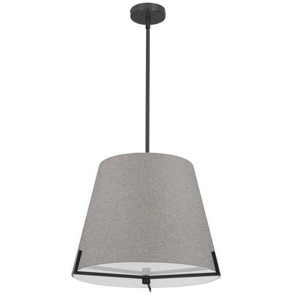 Dainolite PST-184P-MB-GRY 4 Light Incandescent Pendant, Matte Black with Grey Fabric Shade