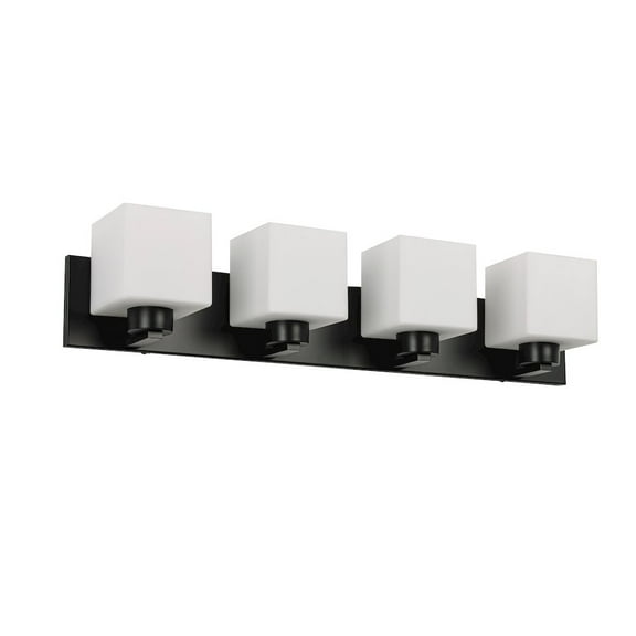Dainolite 4 Light Vanity Matte Black with White Opal Glass