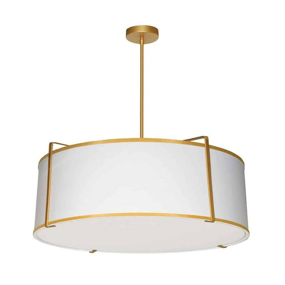 Dainolite 4LT Drum Pendant Gold/ White Shade,790 Diff
