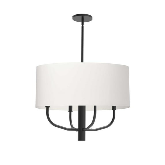 Dainolite 4LT Incandescent Pendant, MB, WH Fabric Shade