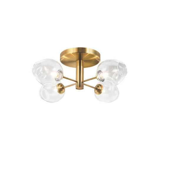 Dainolite 4LT Semi Flush, VB Finish, Clear Glass