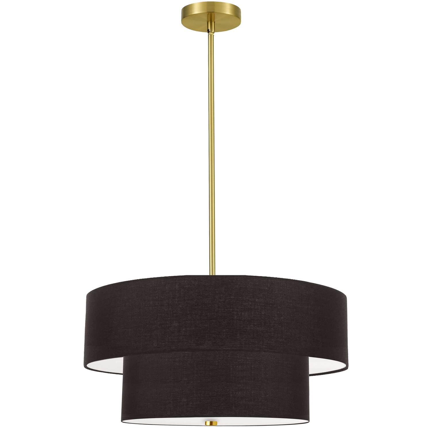 Aged Brass and Black 20" Drum Pendant Light