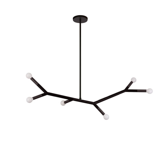 Dainolite 6 Light Horizontal Pendant in Matte Black