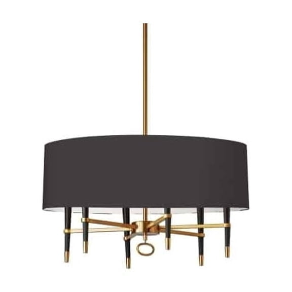 Dainolite LAN-246C-VB-BK 6 Light Incandescent Chandelier, Vintage Bronze with Black Shade