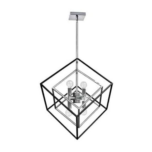 Dainolite 6 Light Pendant, Polished Chrome & Matte Black Finish