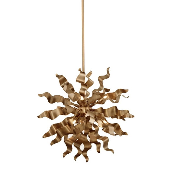 Dainolite 6 Light Pendant with Metal Wavelet Ribbons - Vintage Bronze