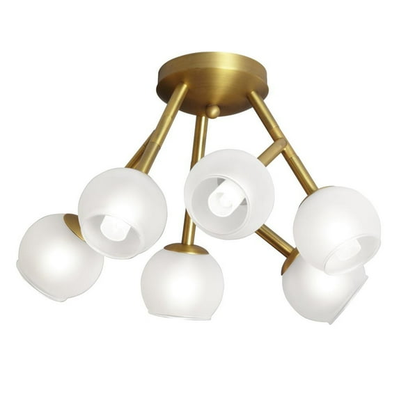 Dainolite 6 Light Semi Flush w/ Champange Glass Balls - Vintage Bronze