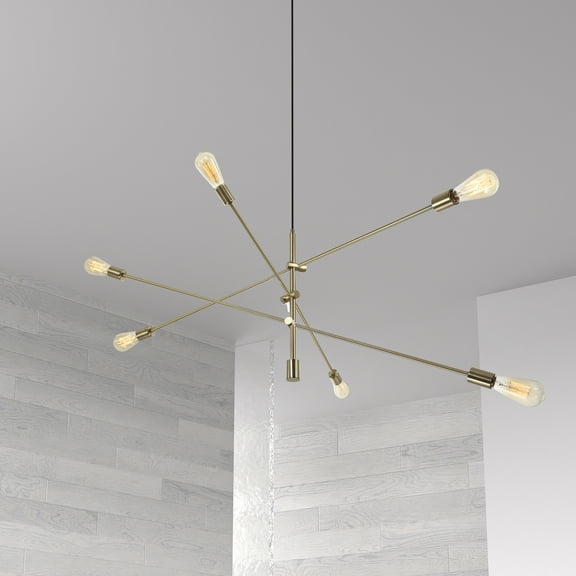 Dainolite 6LT Incandescent Adjustable Pendant, Aged Brass