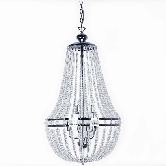 Dainolite 6LT Incandescent Chandelier PC,Clr Glass Beads