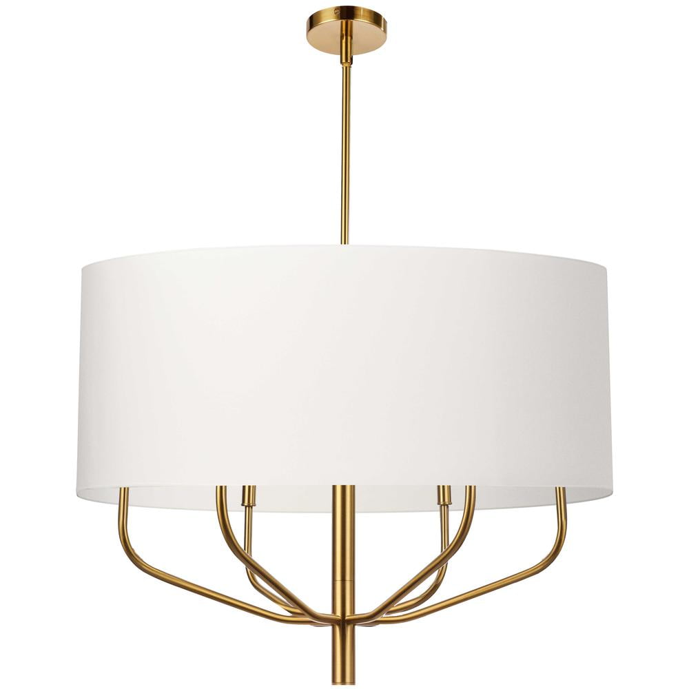 Eleanor Aged Brass 6-Light Drum Chandelier with Fabric Shade