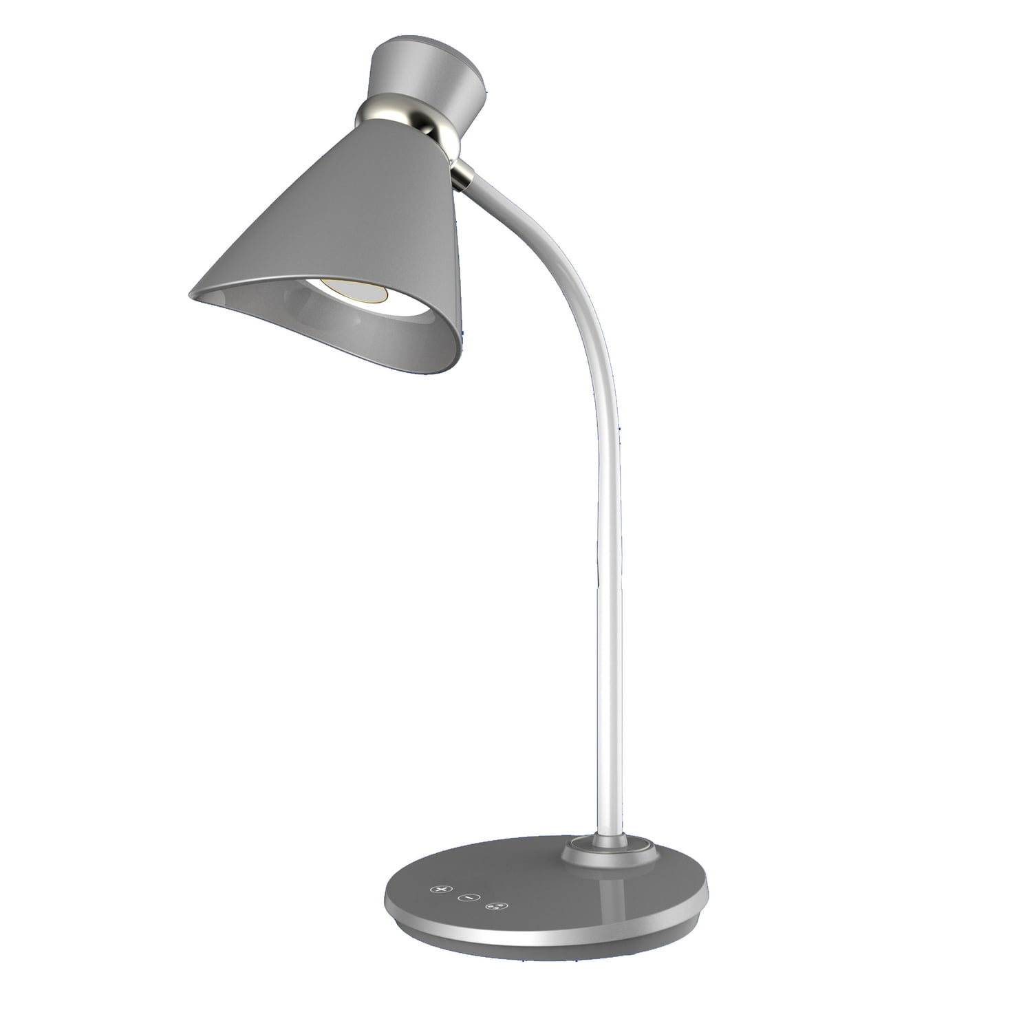 Silver Adjustable LED Desk Lamp with Blue Shade