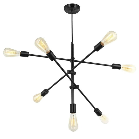 817P-BK Dainolite 7 Light Adjustable Pendant-Black Finish -Traditional Installation