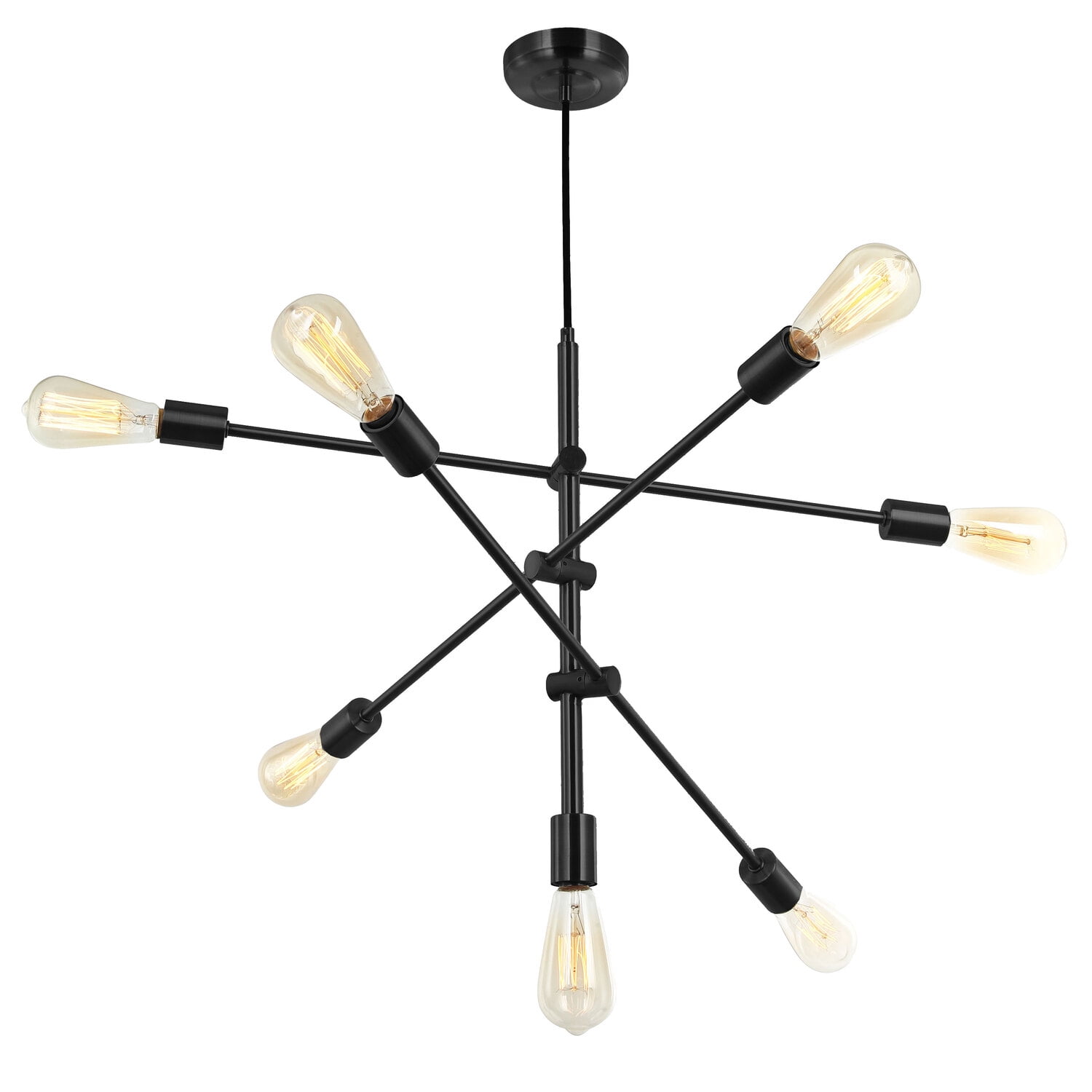 Alexa 7-Light Adjustable Sputnik Pendant in Aged Brass and Black