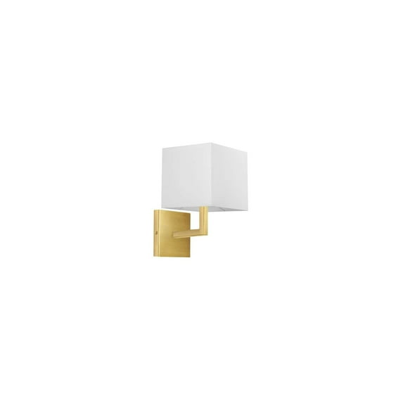 Dainolite 77-1W-AGB-WH 6 in. Lucas 1 Light Incandescent Wall Sconce, Aged Brass with White Shade