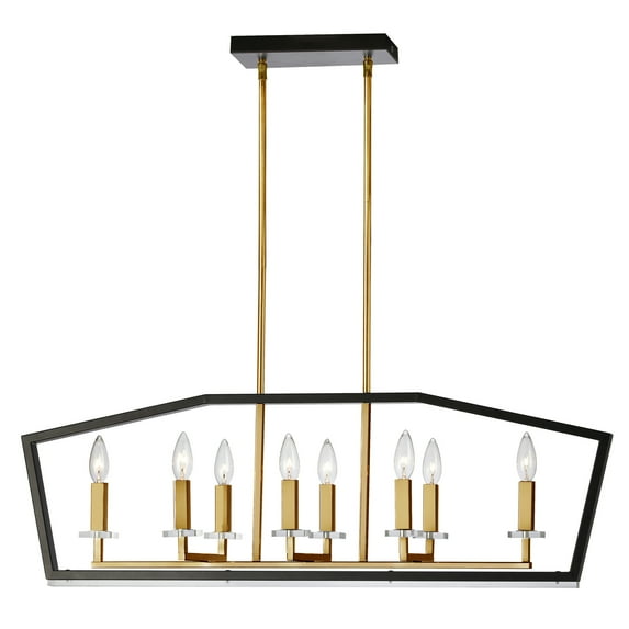 Dainolite 8 Light Horizontal Chandelier, Black & Vintage Bronze