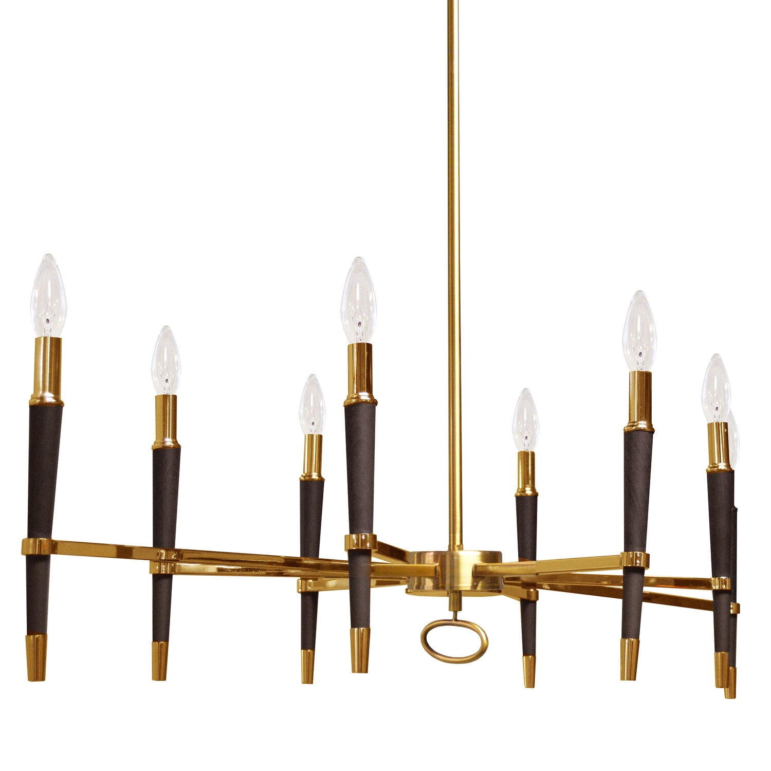 Vintage Bronze and Black 8-Light Horizontal Chandelier