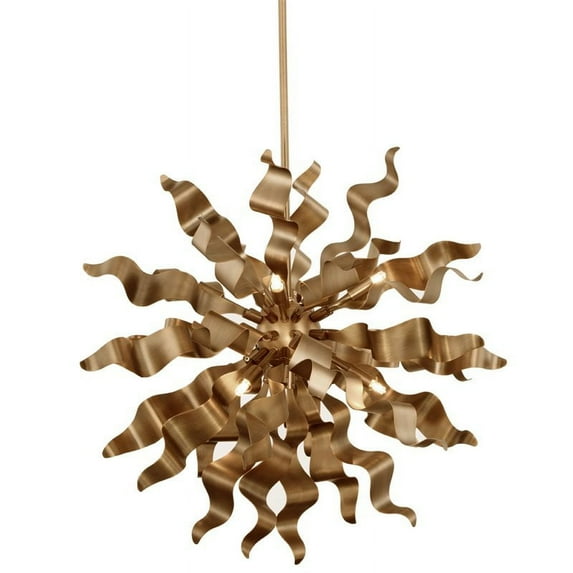 Dainolite 8 Light Pendant with Metal Wavelet Ribbons - Vintage Bronze