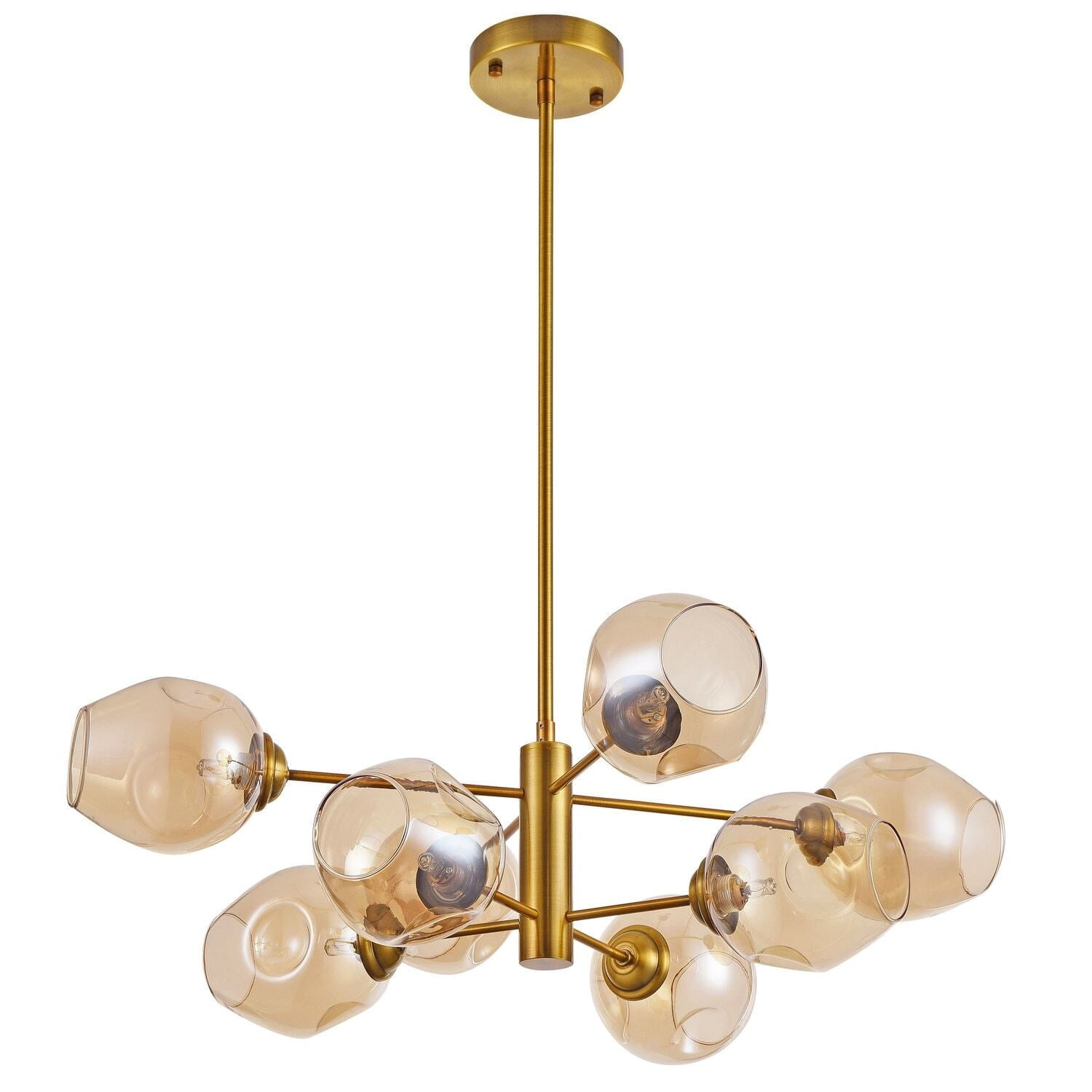 Vintage Bronze 8-Light Glass Globe Pendant Chandelier