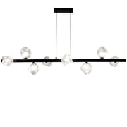 Dainolite 8 Light Halogen Horizontal Pendant, Matte Black w/ Clear Glass