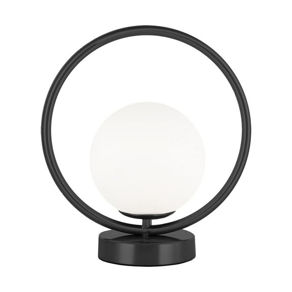 Dainolite ADR-101T-MB 10 in. Adrienna 1 Light Halogen Table Lamp, Matte Black with White Opal Glass
