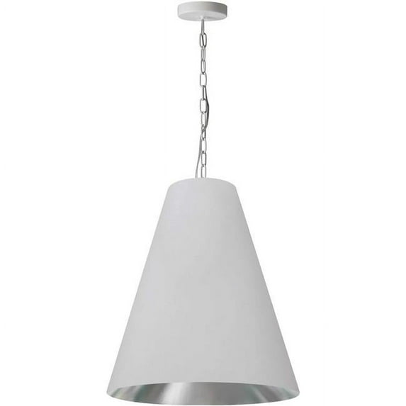Dainolite ANA-M-MW-691 1 Light Anaya Pendant with White & Silver Shade, Matte White - Medium
