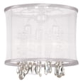 thumbnail image 1 of 3 Light Crystal Semi Flush Fixture, Organza Drum Shade-Finish:Polished Chrome/White,Style:Modern, 1 of 2