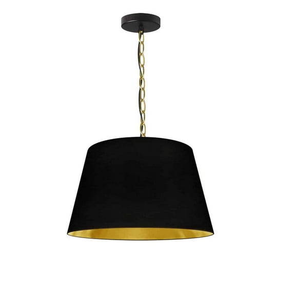 Dainolite 1LT Brynn Small Pendant, BLK/Gld Shade, AGB