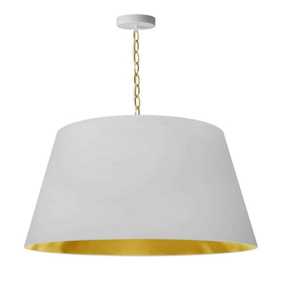 Dainolite 1LT Brynn Large Pendant, WHT/GLD Shade, AGB