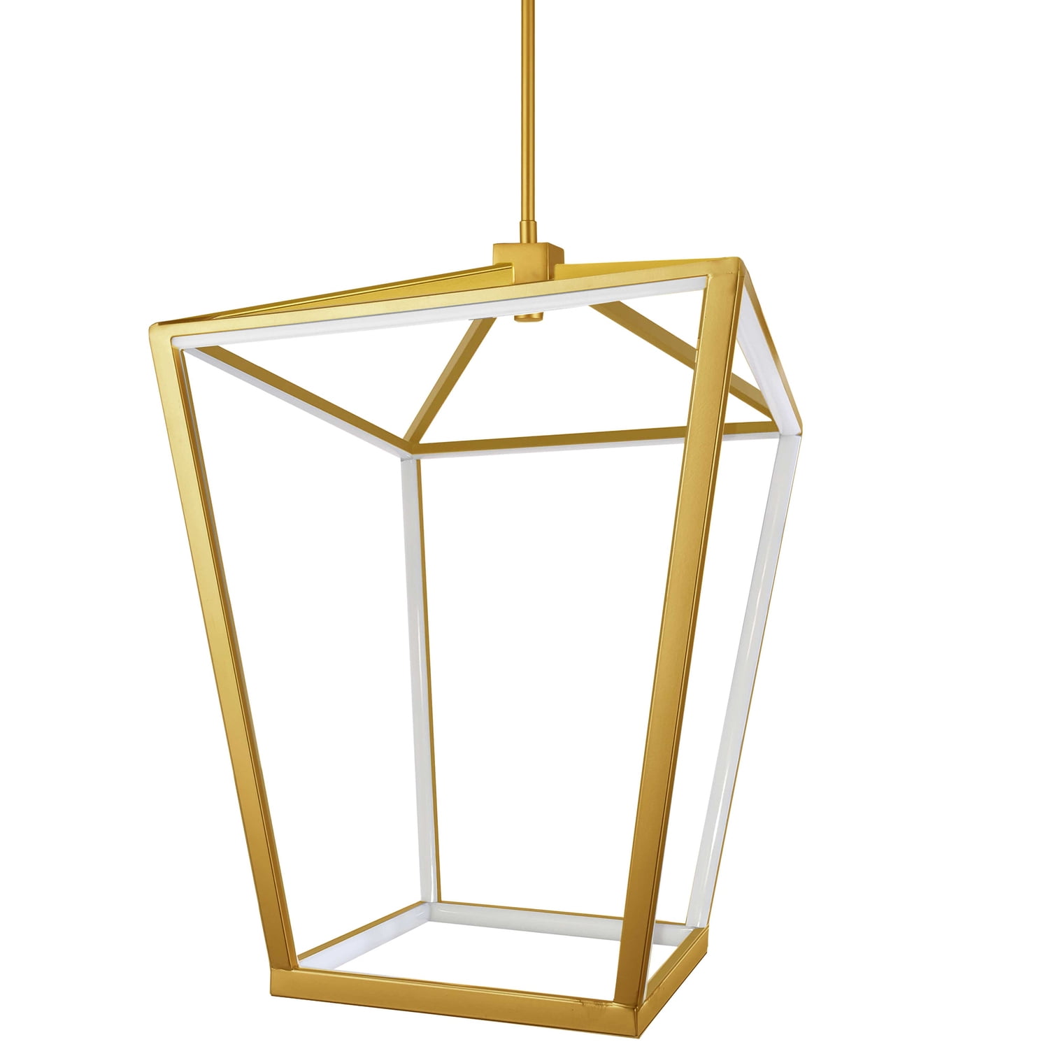 Aged Brass Modern Cage Chandelier with Integrated LED