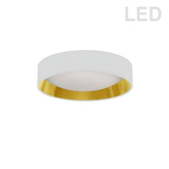 Dainolite CFLD-1114-692 11 in. Light Flush Mount Fixture, White & Gold Shade