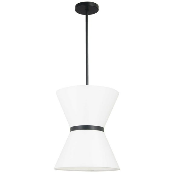 CTN-121P-MB-790-Dainolite-Caterine - 1 Light 2-Tier Pendant In Transitional Style-14 Inches Tall and 12 Inches Wide-Matte Black Finish-White Shade