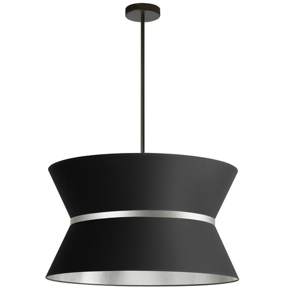 CTN-244C-MB-697 Dainolite Caterine - 4 Light 2-Tier Pendant In Transitional Style-14 Inches Tall and 24 Inches Wide-Matte Black Finish-Black/Silver