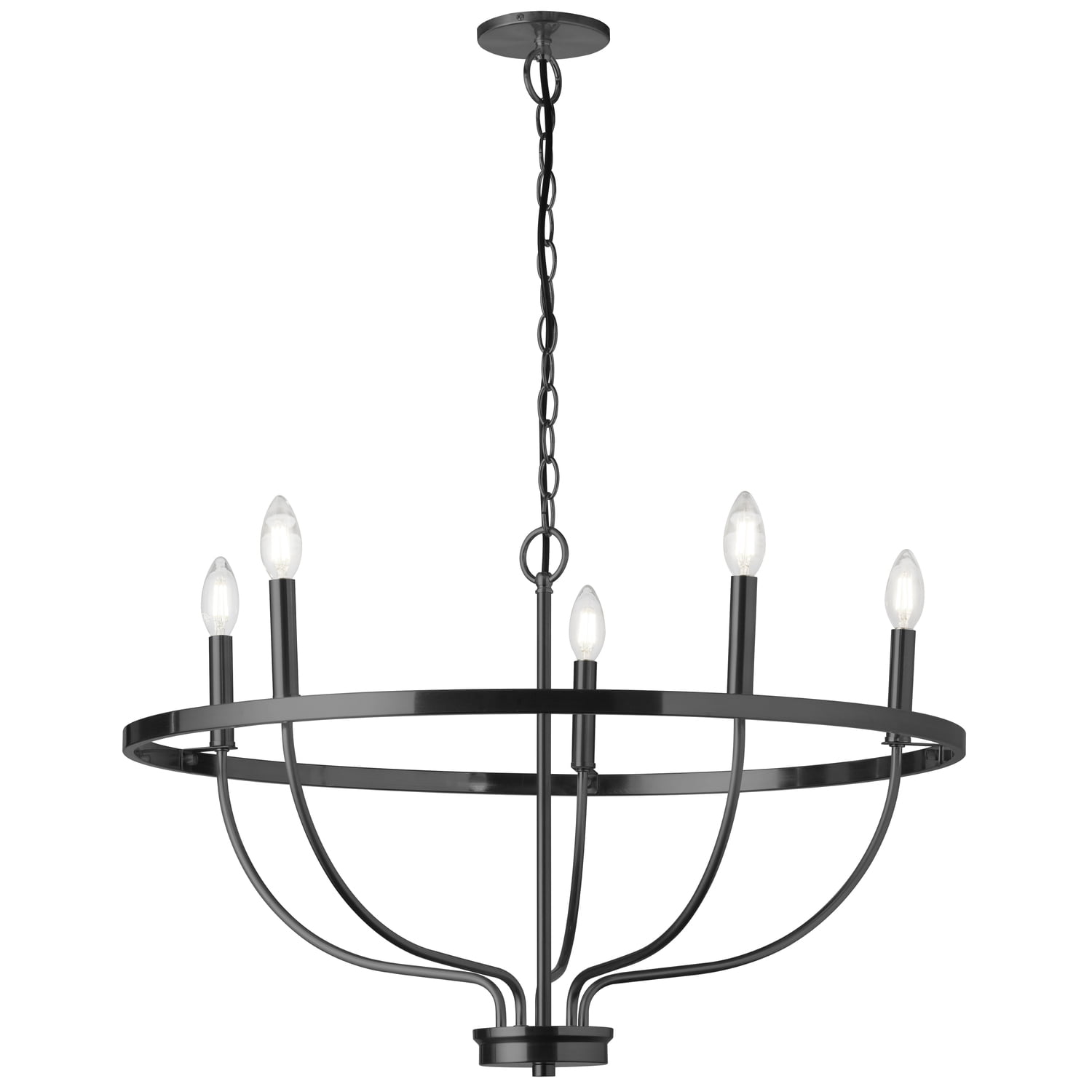 Cesar Transitional 5-Light Matte Black Candlestick Chandelier