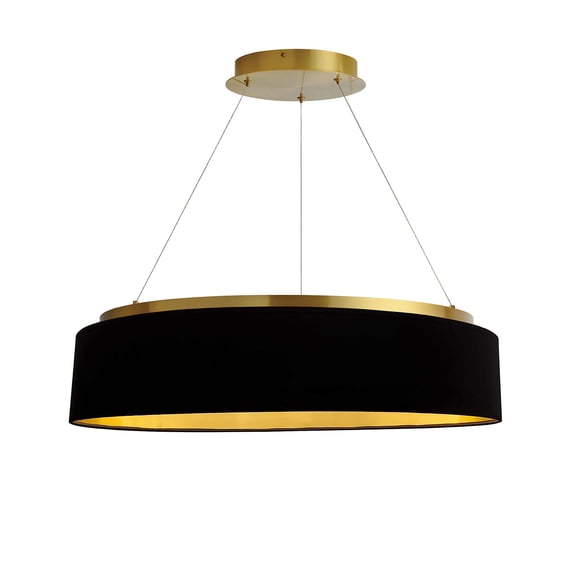 Dainolite 34W Chandelier, Matte Black w/ Black Shade