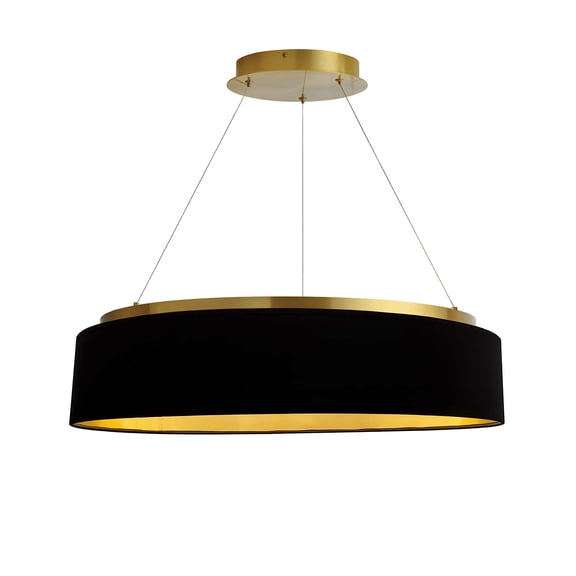 Dainolite 34W Chandelier, Matte Black w/ Black Shade