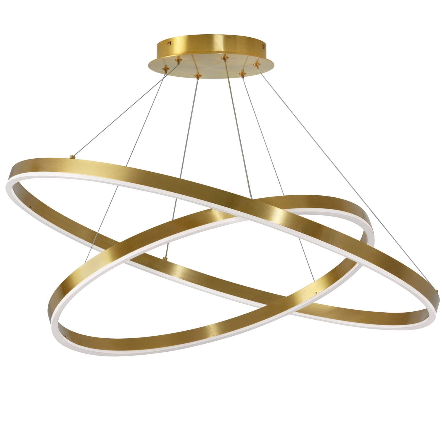 Modern Circulo 32" Silver and Black LED Chandelier with Acrylic Diffuser