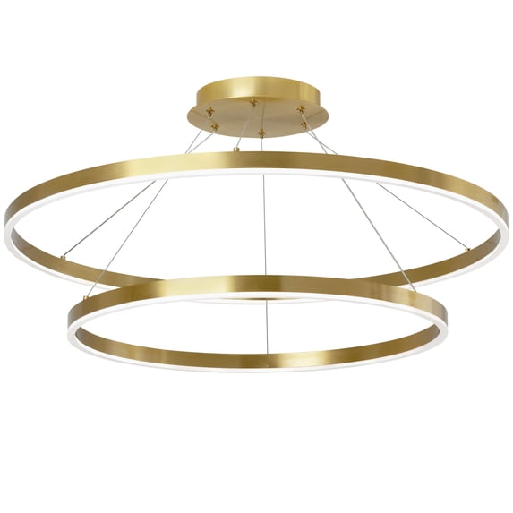 CIR-3397C-AGB Dainolite Circulo - 97W 2 LED 2-Tier Pendant In Modern Style-1.5 Inches Tall and 32 Inches Wide-Aged Brass Finish