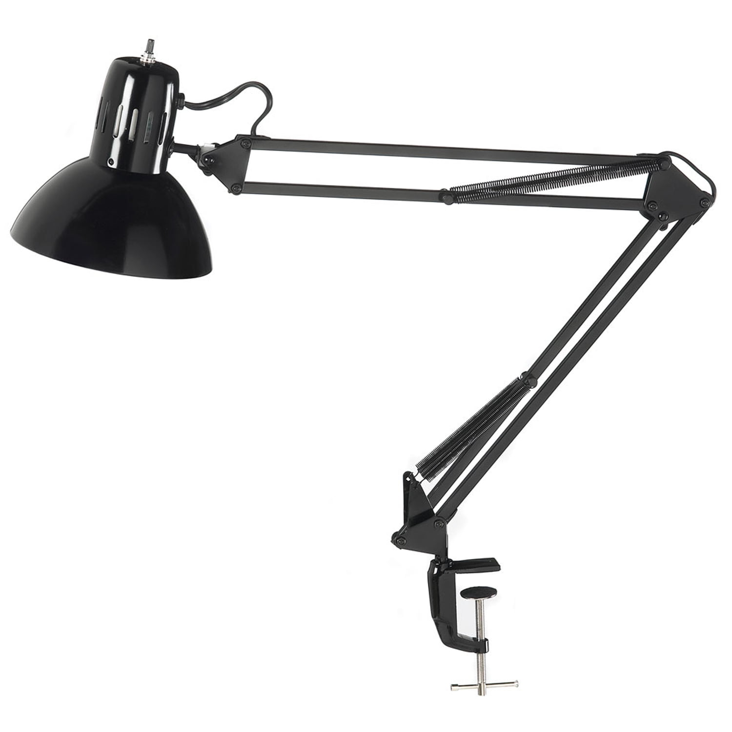 Adjustable Black Clip-On Task Lamp with Dome Shade