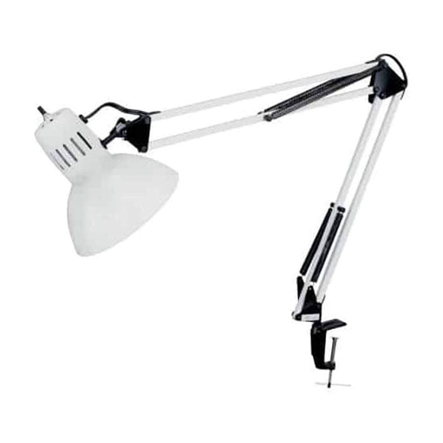 Adjustable White Clip-On Desk Lamp with Dome Shade