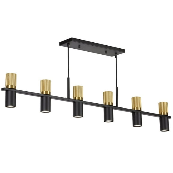 Dainolite 12 Light Horizontal Chandelier in Matte Black & Aged Brass