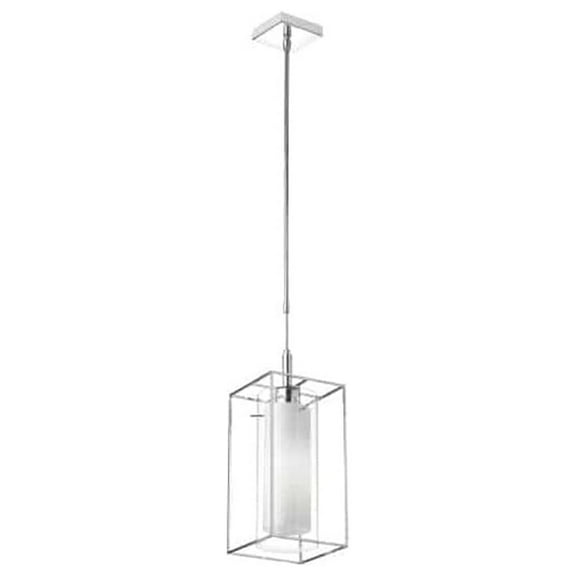 Dainolite CBE-61P-PC 1 Light Pendant, Frosted Glass Inside - Rectangular Metal Frame