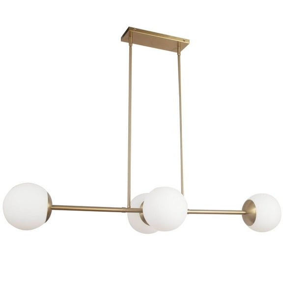 Dainolite DAY-484HP-AGB Dayana 4 Light Halogen Horizontal Pendant, Aged Brass with White Opal Glass