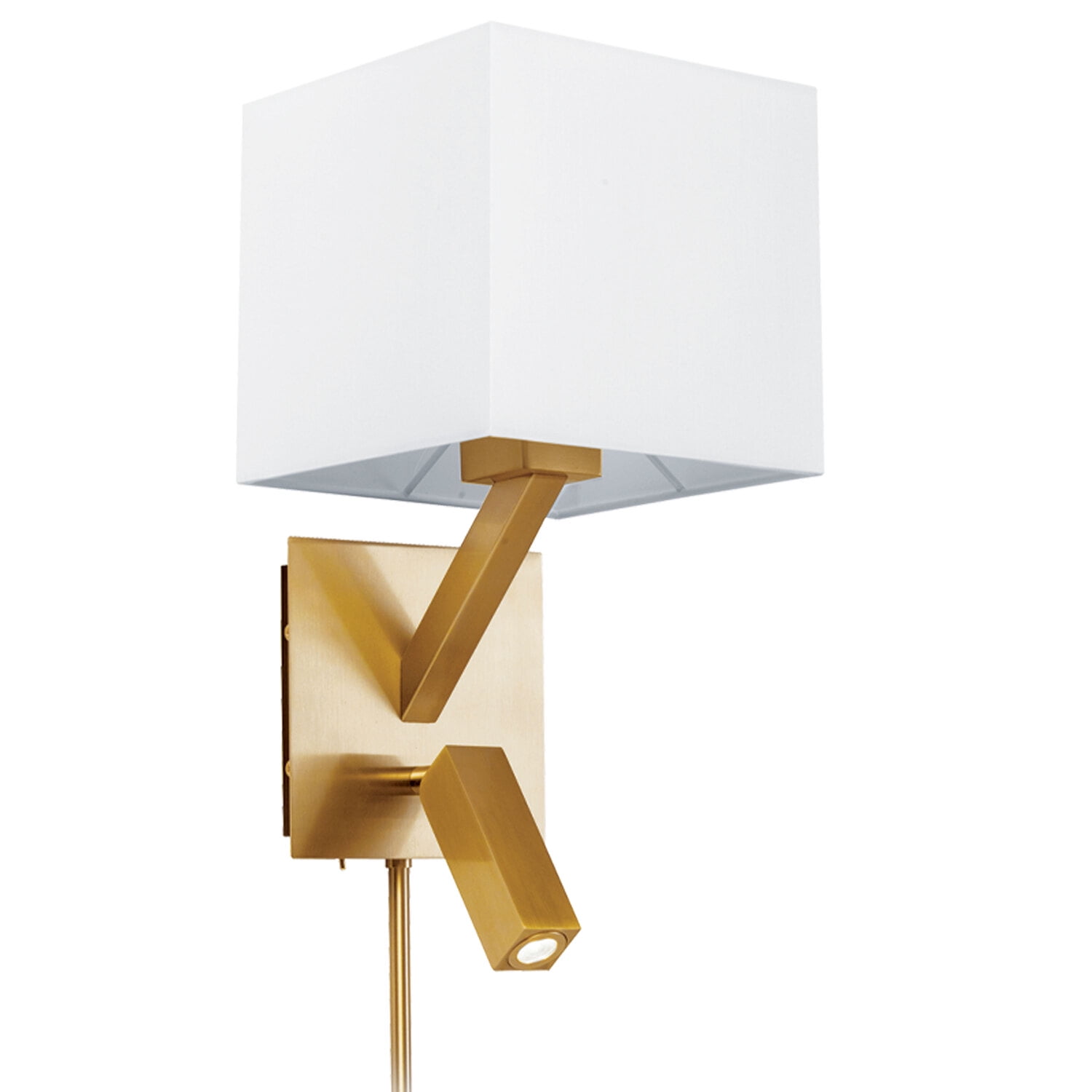 Aged Brass Wall Sconce with White Square Shade