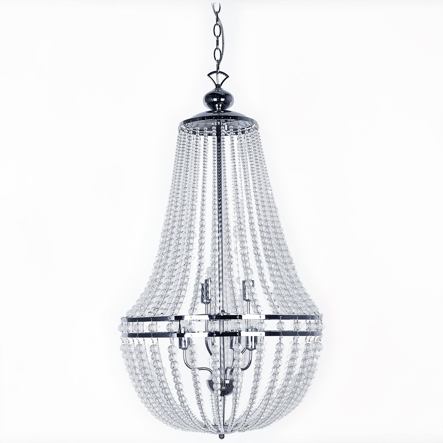 Transitional Chrome and Crystal 6-Light Chandelier