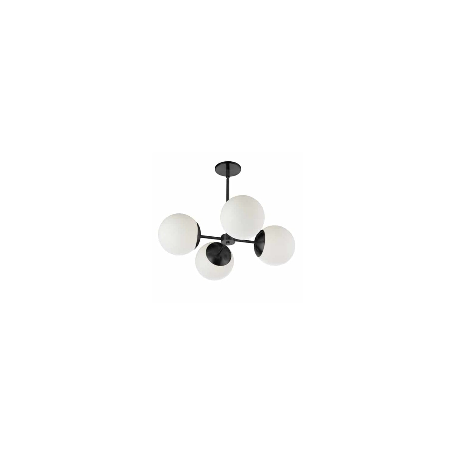 Dayana Transitional 24" Matte Black Globe Chandelier with White Glass