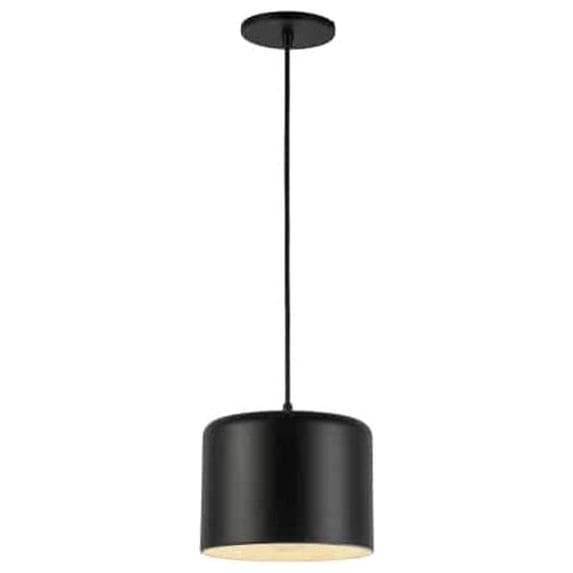 Dainolite EMI-81P-MB 1 Light Incandescent Pendant, Matte Black Shade